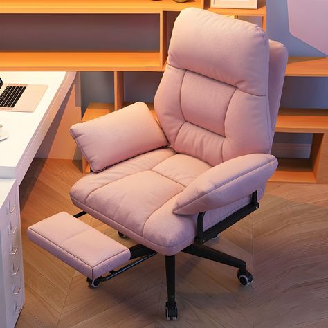 Swivel Modern Task Chair with Adjustable Seat Height in Black - 1 Piece With Footrest Pink Office Chairs Luxury Office Chair, Pink Office Chair, Luxury Office Chairs, Desk Gaming, Ergonomics Furniture, Study Chair, Luxury Office, Office Seating, Office Desktop