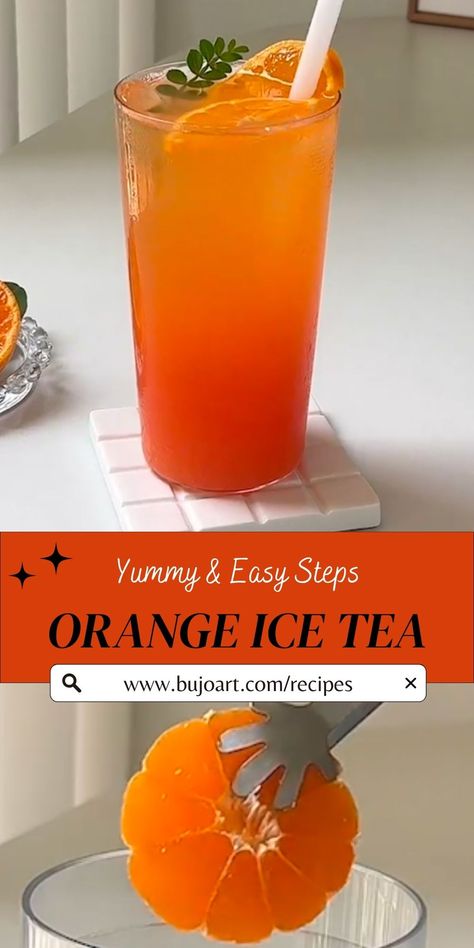 orange ice tea Ginger Iced Tea Recipe, Ginger Iced Tea, Best Non Alcoholic Drinks, Easy Mocktail Recipes, Smoothie Popsicles, How To Make Orange, Tea Riffic, Juicing With A Blender, Bullet Journal Spreads