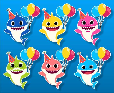 Birthday Hat Png, Shark Printables, Shark Png, Baby Shark Party, Shark Images, Baby Shark Birthday, Shark Themed Birthday Party, Baby Shark Doo Doo, Birthday Cake Topper Printable