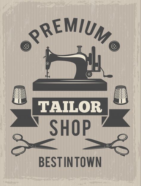 Tailoring Poster Design, Tailor Shop Logo, Tailoring Shop Interior Design, Tailor Logo Design, Tailor Logo, Sewing Logo, Logo Poster, Showroom Interior Design, Old Sewing Machines