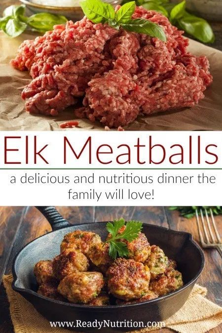 Elk meat is light, lean, and delicious. Try this meatball recipe and see how fast it turns into a family favorite! #ReadyNutrition Elk Meatballs, Ground Elk Recipes, Elk Meat Recipes, Deli Meat Recipes, Elk Meat, Elk Recipes, Deer Recipes, Crab Meat Recipes, Lunch Meat Recipes