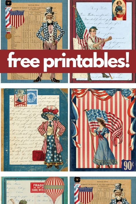 Vintage Patriotic Images, Patriotic Printables Free, 4th Of July Crafts For Adults, July Crafts For Adults, Fourth Of July Crafts For Adults, American Decorations, July Journal, Fourth Of July Crafts, American Room