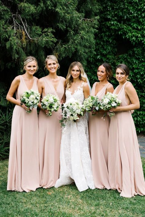 romantic blush bridesmaid dresses ideas Blush Bridesmaid Dresses Long, Backless Bridesmaid Dress, Bridesmaid Dresses Chiffon, Blush Bridesmaids, Blush Bridesmaid Dresses, Elegant Bridesmaid Dresses, Luxurious Wedding, Pink Bridesmaid Dresses, Dresses For Wedding