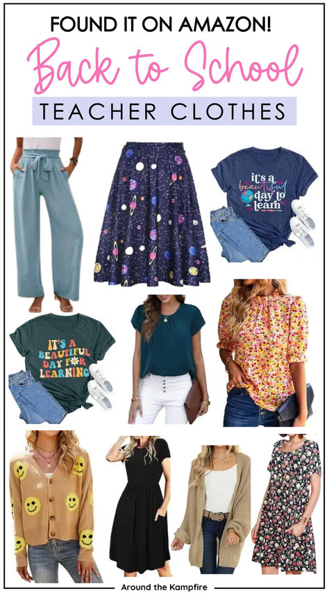 Teacher outfits on Amazon for back to school. Teacher Amazon Outfits, Teacher Style 2024, Teacher Outfits Pants, Comfortable Professional Outfits, School Work Outfits Teacher Clothes, 2024 Teacher Outfits, Teacher Work Outfits, First Day Of School Teacher Outfit, Clothes For Teachers