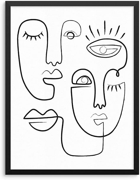 Abstract Art Line Drawing, Line Faces Art, Minimalist Face Painting, Abstract Face Art Drawings, Two Face Art, Abstract Face Wall Art, Two Faces Line Art, Face Doodles Abstract, Single Line Face Art