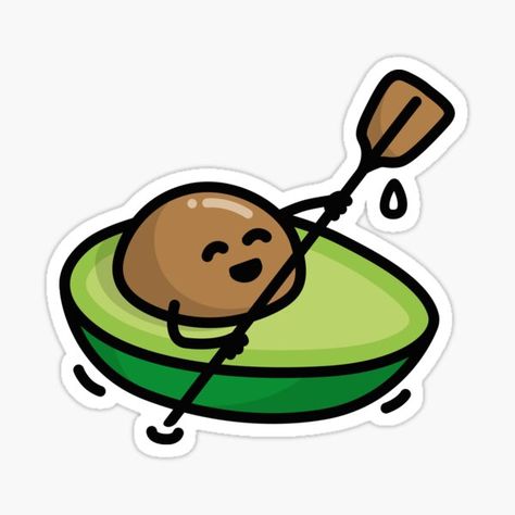 "Funny canoe, canoeing, avocado, pun, kayak, rowing" Sticker for Sale by LaundryFactory | Redbubble Avocado Puns, Food Puns, Canoeing, Rowing, Rafting, Puns, Kayaking, Avocado, Funny