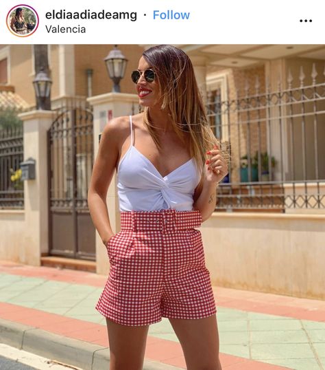 Checkered Outfit, Checkered Shorts, Red And White Checkered, Summer Shorts Outfits, Beach Wears, Style Board, Red White, Red And White, Summer Outfits