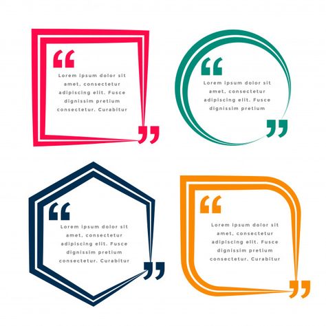 Set of four geometric quotes template | Free Vector #Freepik #freevector #frame #geometric #box #quote Citation Design Template, Callouts Design, Quotes Infographic, Quotes Template, Quote Template Design, Quote Symbol, Pull Quotes, Geometric Box, Bubble Quotes