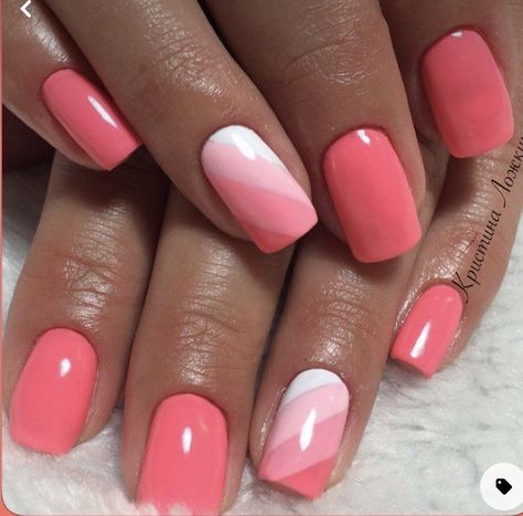 Pink Dipped Nails, Summer Gel Nails, Coral Nails, Cute Gel Nails, Colorful Nail Designs, Short Acrylic Nails Designs, Short Nail Designs, Dipped Nails, Gel Nail Designs