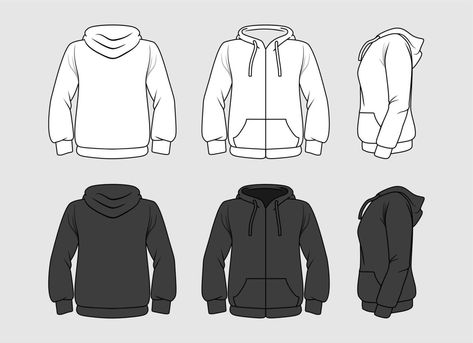 Black and white sweatshirt hoodie template in three dimensions. front, side and back view vector. Clothes for sport and urban style Black Hoodie Template, Hoodie Template, Vector Clothes, Bleaching Clothes, Clothing Templates, Cute Headphones, Fashion Design Template, Hoodie Drawing, Back View