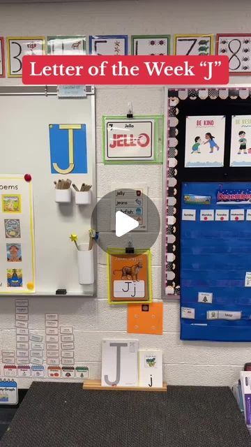 Preschool Vibes on Instagram: "Explore our vibrant Letter of the Week activities! 🌟 From our environmental print alphabet on the letter wall, where students try to read signs, to our Letters Alive animal animations, every activity is designed to enrich learning. This week, it's all about 'J'! 🎵 We incorporate Handwriting Without Tears techniques, demonstrating that 'J' consists of one big line, a little line, and a tiny curve. 🖍️ Each student gets a pipe cleaner shaped like 'J' adorned with a jingle bell to enhance their learning through a musical "Jingle Bells" activity. 🛎️ In our centers, the letter table offers fresh, hands-on, multi-sensory activities weekly. Students begin their day with a high-five letter review, chanting "J-J-Jam" as they give a high-five, reinforcing their new J Bracelet, Letter J Activities, Letter Of The Week Activities, Preschool Vibes, J Sound, Handwriting Without Tears, Multisensory Activities, Print Alphabet, Environmental Print