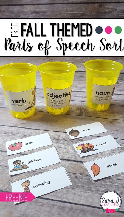 Adjective Noun Verb Activities, Verbs Activities For Kids, Nouns Verbs Adjectives Activities, Adjectives With A, Parts Of Speech Activity, Halloween Stations, Verbs And Adjectives, Adjectives Activities, Nouns Activities