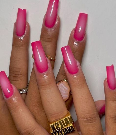 hot pink aura nails long square Flashy Pink Nails, Hot Pink Baddie Nails, Prom Nails Hot Pink, Square Hot Pink Nails, Hot Pink Square Acrylic Nails, Hot Pink Acrylic Nails Coffin, White And Hot Pink Nails, Nail Inspo Hot Pink, Hot Pink And Silver Nails