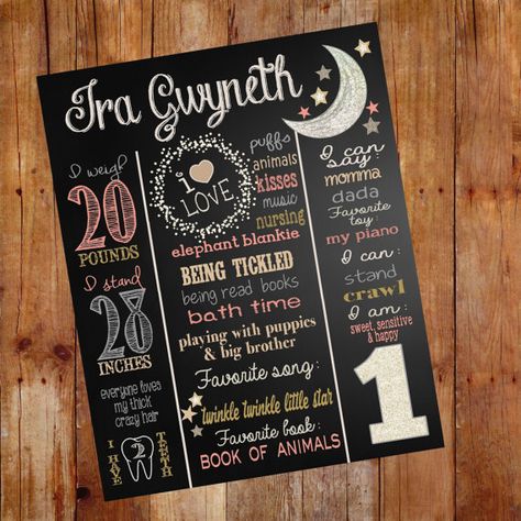 Twinkle Star First Birthday Sign  Gold by MichelleRayeDesigns 1st Birthday Chalkboard Sign, Star First Birthday, 1st Birthday Chalkboard, Birthday Boards, First Birthday Sign, Star Birthday, First Birthday Chalkboard, Wine Gift Set, Black Chalkboard