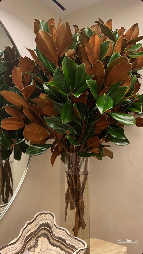 Big Flower Vase Home Decor, Magnolia Branch Arrangement, Magnolia Centerpiece Floral Arrangements, Magnolia Leaves Arrangement, Thanksgiving Fresh Floral Centerpieces, Large Magnolia Arrangement, Magnolia Leaves In Floral Arrangements, Magnolia Leaves Centerpiece, Magnolia Christmas Decor