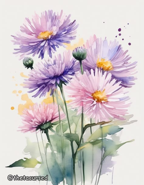 Watercolor Dreams Collection, wallpaper by ThetaCursed, License for use: CC BY-NC 4.0 Pretty Flowers Photography, Purple And Yellow Flowers, Hydrangea Painting, Wildflower Paintings, Learn Watercolor Painting, Acrylic Art Projects, Watercolor Flowers Tutorial, Learn Watercolor, Diy Watercolor Painting