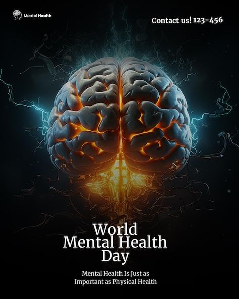 Free psd hand world mental health day in... | Premium Psd #Freepik #psd #psychological-health #mental-health #mental #psychology World Mental Day Poster, World Mental Day, Stop The Stigma, World Mental Health Day, Ad Of The World, World Days, Mental Health Day, Fruit Illustration, Health Day