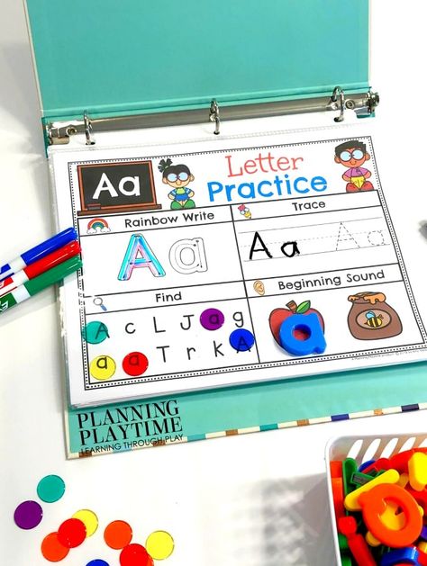 School Ideas For Kindergarten, Letter L Activities For Kindergarten, Alphabet Arch Activities, Play Dough Activities, Preschool Binder, Alphabet Centers, Fun Alphabet, Learning Binder, Rainbow Writing