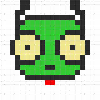 Gir Face Perler Perler Bead Pattern | Bead Sprites | Characters Fuse Bead Patterns Zim Perler Beads, Emo Perler Bead Patterns, Gir Pixel Art Invader Zim, Sally Face Perler Beads, Invader Zim Pixel Art, Invader Zim Perler Beads, Invader Zim Perler Bead Patterns, Gir Perler Bead Pattern, Gir Perler Bead