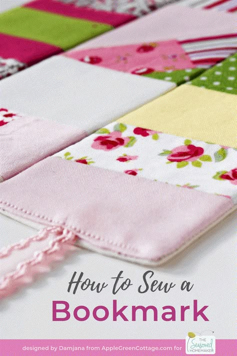 Learn How To Sew a Patchwork Bookmark using fabric Scraps. This is the perfect learn to sew project and ideal for teacher gifts, Mother's Day, back to school, and Christmas gifts. #sewing #diybookmarks #howtosew #easyquilting Sewing A Bookmark, Christmas Gifts Sewing, Using Fabric Scraps, Fabric Bookmarks, Gifts Sewing, Scrap Projects, Sewing Christmas, Grandchildren Gifts, Quilted Bags