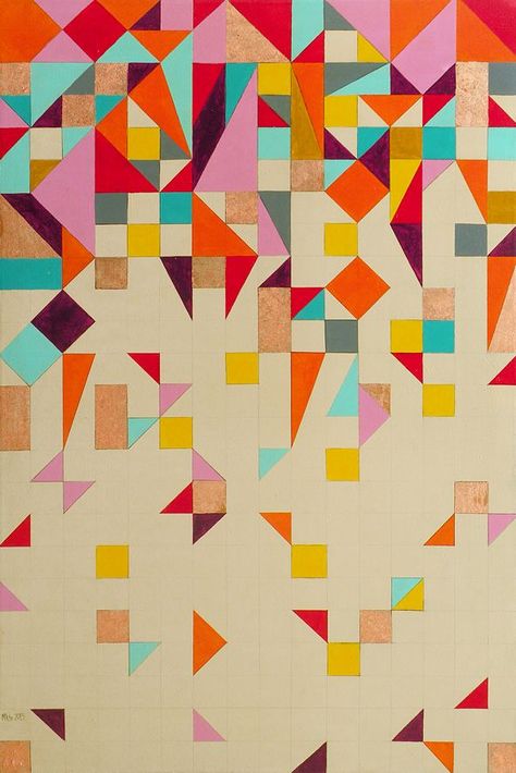 Patchwork Quilt Illustration, Colourful Geometric Pattern, Colourful Patterns Geometric, Patchwork Graphic Design, Geometric Pattern Design Geometry Shape, Asymmetric Art, Quilt Geometric, Asymmetrical Balance, Blue Interior Design