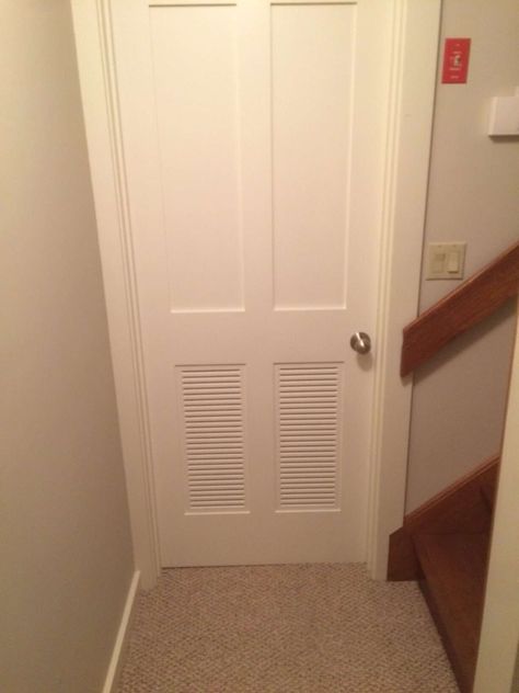 Air Conditioning Closet Door Ideas, Closet Ventilation, Doors With Ventilation, Louvered Door Ideas, Vented Door, Louvered Interior Doors, Return Air Vent, Property Ideas, Soundproofing Material