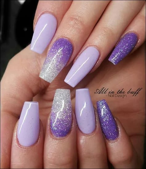 Nail Ideas Purple, Beautiful Wedding Nails, Holiday Nail Ideas, Purple And Silver Nails, Latest Nails, Purple Nail Art Designs, Purple Ombre Nails, Purple Glitter Nails, Unghie Sfumate