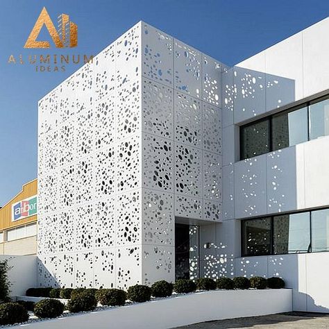 Aluminum Panels for Buildings has good acid and alkali resistance, we usually use world famous brand Powder coating and PVDF spraying as PPG, Akozu Noberl etc. Perforated Facade, Perforated Metal Panel, Exterior Wall Panels, Exterior Wall Cladding, Facade Panel, Aluminium Cladding, Metal Facade, Facade Material, Facade Cladding