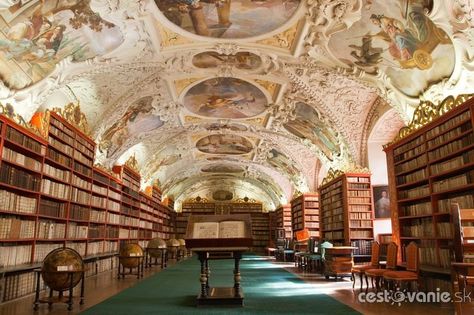 Baroque library building of the Charles University Library, Prague (Czech Republic) Trinity College Library, Old Globe, Beautiful Library, Ancient Books, International Students, Unesco World Heritage Site, Unesco World Heritage, World Heritage Sites, World Heritage