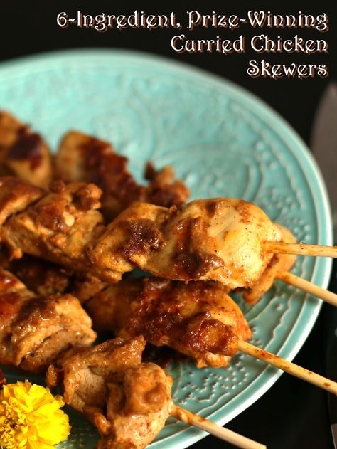 Cashew Chicken Skewers, Curry Chicken Skewers, Saffron Chicken Kabobs, Chicken Skewer Recipe, Curried Chicken, Rice Side, Skewer Recipes, Bamboo Skewers, Chicken Skewers