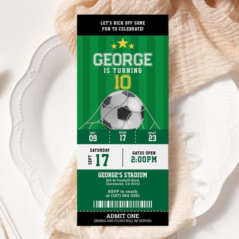 Soccer Birthday Party Ticket Invitation - tap to personalize and get yours #Invitation #sports, #kids #birthday #invitation, #football Soccer Party Invitations, Football Birthday Party Invitations, Soccer Birthday Invitation, Soccer Birthday Party, Sports Birthday Invitations, Football Invitations, Soccer Birthday Parties, Kids Birthday Invitation, Sports Birthday Party