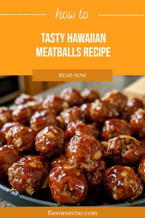 Easy Hawaiian meatballs bursting with sauce and tropical flavors in a delightful recipe for your next meal or gathering. Pineapple And Meatballs, Hawian Meatballs, Pineapple Meatballs Hawaiian, Sweet And Sour Meatballs With Pineapple, Easy Hawaiian Meatballs, Unique Meatball Recipes, Meatballs With Pineapple, Hawaiian Side Dishes, Traditional Hawaiian Food