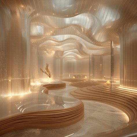 Venesa Massage Therapy Center: Azra Mizb|Futuristic Holistic Architecture, Futuristic Garden, Objects Drawing, Home Yoga Room, Therapy Center, Hotel Lobby Design, Eco Architecture, Home Design Floor Plans, Architecture Model Making