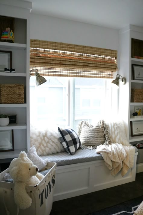 Sconces- How to add light to a Sconce without Hardwiring! #nestingwithgrace #sconces #diylighting Diy Window Seat, Window Seat Design, Nyc Penthouse, Modern Home Decor Bedroom, Bookcase Diy, Bedroom Blinds, Eclectic Cottage, Woven Wood Shades, Window Seats