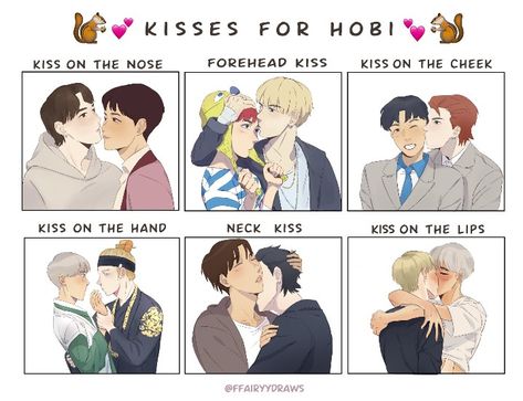 Sope Fanart, Would U Rather, Vhope Fanart, Cheek Kiss, Aveeno Baby, Cute Kiss, Diy Crafts Bookmarks, Kissing Lips, Forehead Kisses