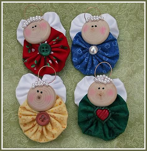 Yo Yo Quilt, Angel Crafts, Yo-yos, Navidad Diy, Christmas Sewing, Angel Ornaments, Ornament Crafts, Felt Christmas, Xmas Ornaments