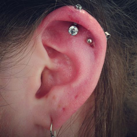 Nice little upper helix floater Helix Piercing, Helix, Ear Piercings, Diamond Earrings, Piercings, Silver