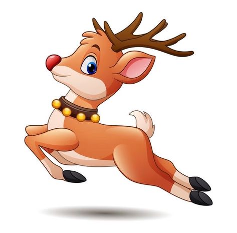 Raindeer Drawing Cartoon, Reindeer Images, Deer Jumping, Cartoon Deer, Deer Cartoon, Premium Vector Cartoon, Cartoon Reindeer, Deer Drawing, Christmas Graphics