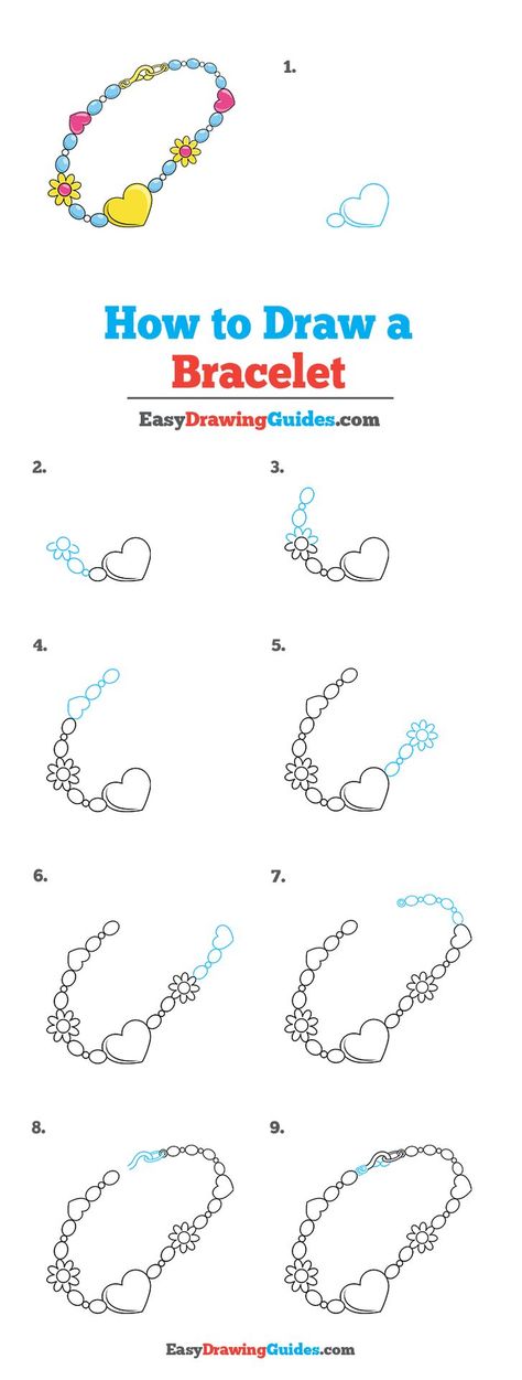 How To Draw Numbers Step By Step, How To Draw Something Easy, How To Draw A Bracelet, How To Draw Bracelets, How To Draw Spring, Bracelet Sketch, Bracelets Drawing, Drawing Bracelet, Bracelet Drawing