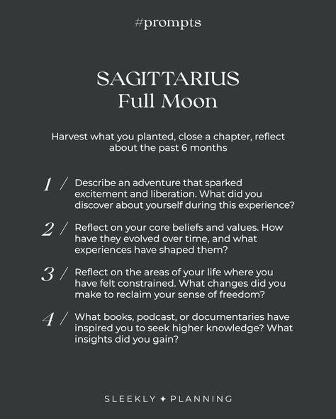 / PROMPTS / Tomorrow we have a Full Moon in Sagittarius! 🌕 This lunar event is a time for us to look inward and outward, to seek insight. It's a time to honor our independence and to celebrate the freedom of adventure. Happy Full Moon! ✨ Sleekly Planning Planners with Magick Make sure you grab the New and Full Moon Worksheet! Explore all the planner inserts and printables using the Iink in my details. Multiple sizes available: Letter, A5, HP, personal, pocket, and more! 🏷️ #sleeklyplanning... Full Moon In Sagittarius 2024, Moon Worksheet, Happy Full Moon, Full Moon In Sagittarius, Moon In Sagittarius, Planner Inserts, Full Moon, Astrology, Planets