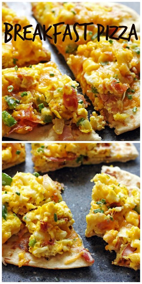 Easy Breakfast Pizza on a Tortilla - Tried and True Recipes Breakfast Pizza Recipe, Brunch Recipe, Flatbread Recipes, Flat Bread, Thanksgiving Food, Weekend Breakfast, Breakfast Pizza, Clean Food, Everyday Meals