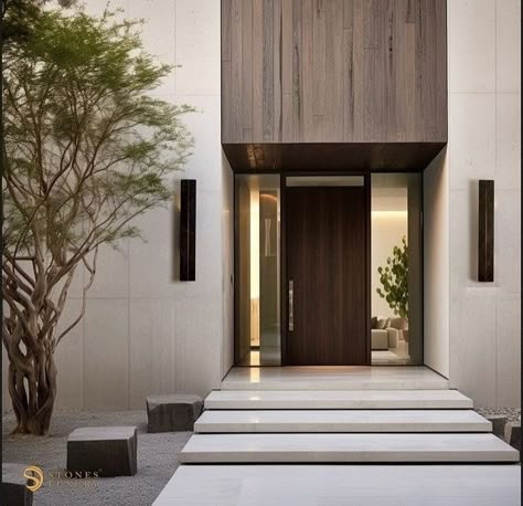 Estate Entrance Design, Modern Front Door Ideas Entrance, Villa Entrance Design Exterior, Front Entrance Ideas, Home Front Elevation, Luxury Houses Entrance, Loft Style Interior, House Front Door Design, White Exterior Houses