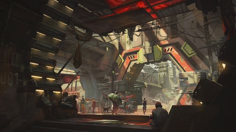 ArtStation - The Bazaar, Jedd Chevrier Interior Concept Art, Sci Fi Environment, Star Wars Concept Art, Fiction Idea, Landscape Concept, Matte Painting, Environment Design, Environment Concept Art, Game Artwork