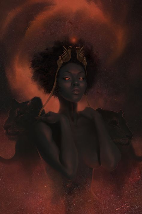 Mythology Paintings, Black Goddess, Afrocentric Art, Egyptian Mythology, Egyptian Goddess, Mythology Art, Goddess Art, Black Art Pictures, Black Love Art