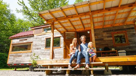 Family of 4 Paid Off $96k in Debt and Built a Custom Tiny House Tiny House Family Of 4, Shipping Container Home Builders, Tiny House Family, Cheap Tiny House, Family Of Four, Frugal Family, Family Of 4, Shipping Container Homes, Small Apartments