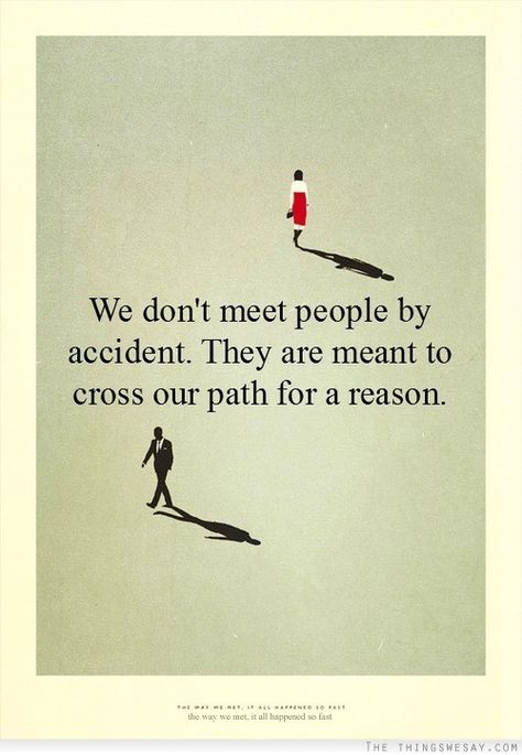 We don't meet people by accident. They are meant to cross our path for a reason. E Card, For A Reason, Quotable Quotes, Meeting People, Great Quotes, Beautiful Words, Inspirational Words, Cool Words, Words Quotes