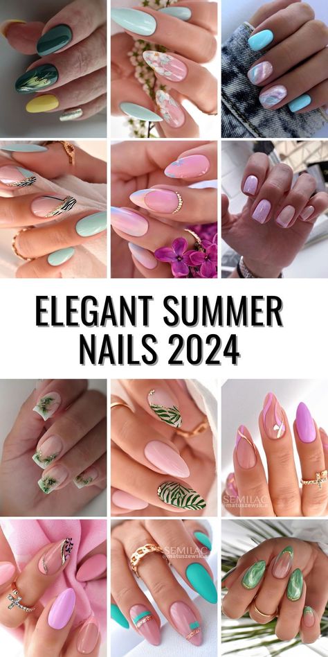 This season, let your nails reflect the sophistication of elegant summer nails 2024. With a focus on classy 2024 designs, our ideas span from classy short styles to the refined touch of classy French tips. Dive into a world where colors blend seamlessly with simple yet striking art, crafting a look that's both timeless and indicative of the trends dominating 2024. Summer Inspired Nails Simple, Summer Simple Nails 2024, Elegant Summer Nails 2024, Elegant Summer Nail Designs, Nail Designs 2024 Summer, Trending Summer Nails 2024, Nails Art Ete, Trendy Summer Nail Designs 2024, 2024 Nails Summer