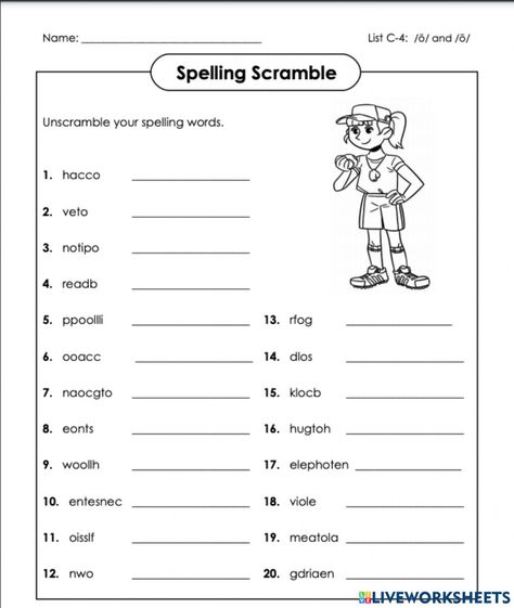 Tutoring Resources, 4th Grade Spelling, Spelling Online, Words Worksheet, Unscramble Words, Teaching Classroom Management, Spelling Worksheets, Grade Spelling, Elementary Activities