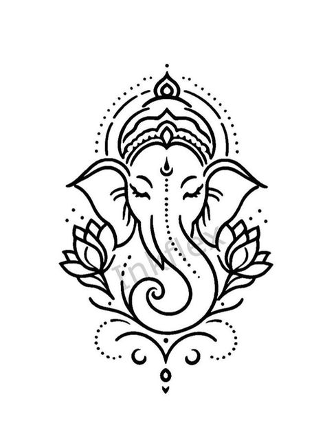 Ganapathi Drawing Simple, Ganpati Outline Drawing, Ganesh Simple Drawing, Ganapati Bappa Rangoli, Ganesh Embroidery Design, Ganesh Outline Drawing, Hindu Paintings Easy, Ganpati Outline, Ganapati Mandala Art