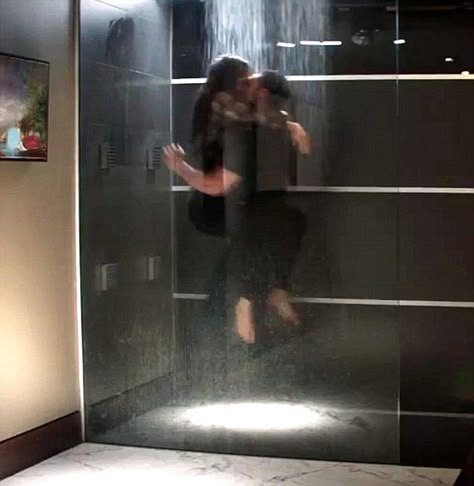 I love this master shower instead of a bath tub and small separate shower. Fifty Shades Darker Playroom, 50 Shades Of Gray Scene, Colorado Mansion, 50 Shades Grey, Spicy Couples, Jamie Dornan And Dakota Johnson, Fifty Shades Cast, Romantic Kiss Gif, Literary Love Quotes